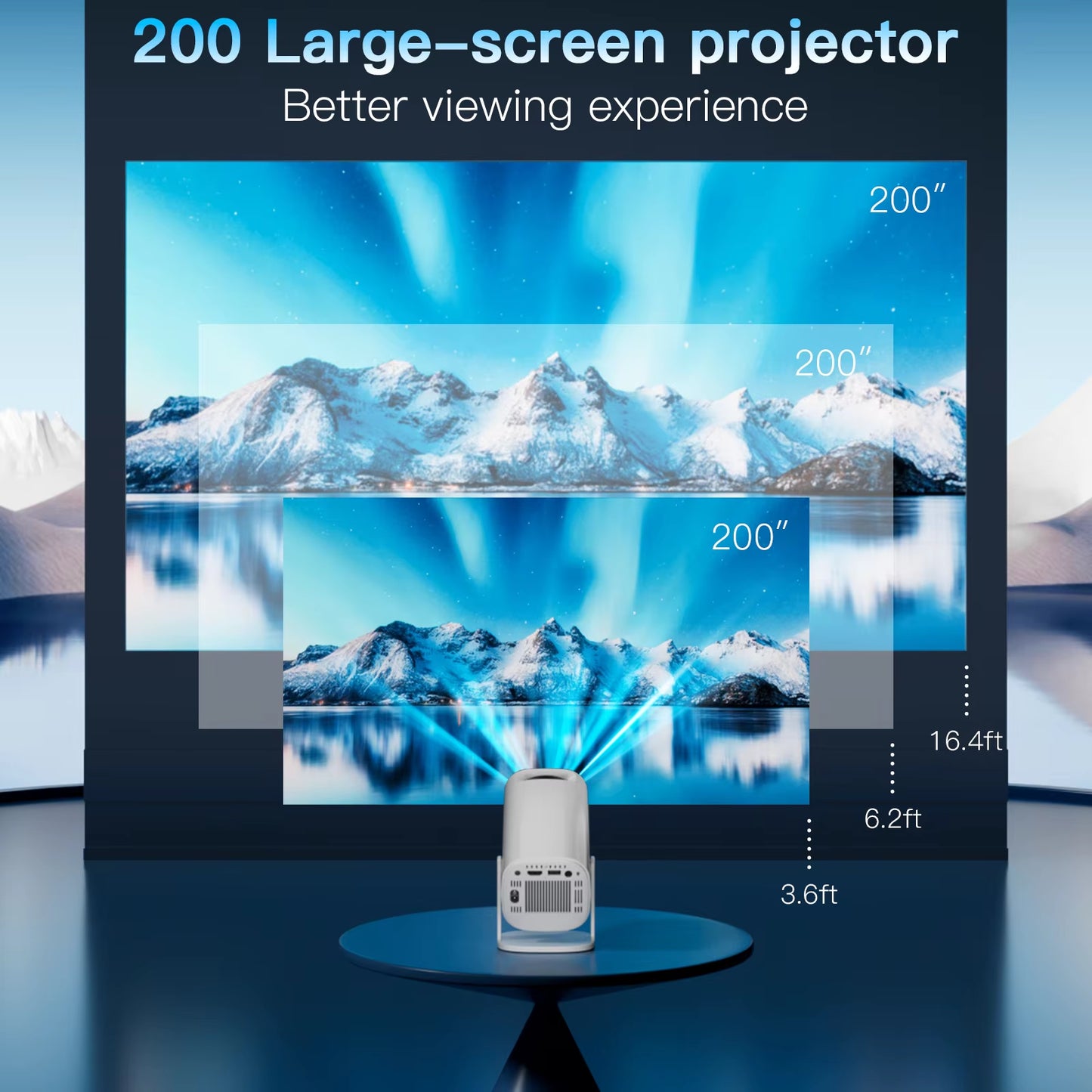 Android 11 Projector 720P Smart Mini Portable Projector with Wifi6 Bluetooth Home Theater Outdoor Portable Projector
