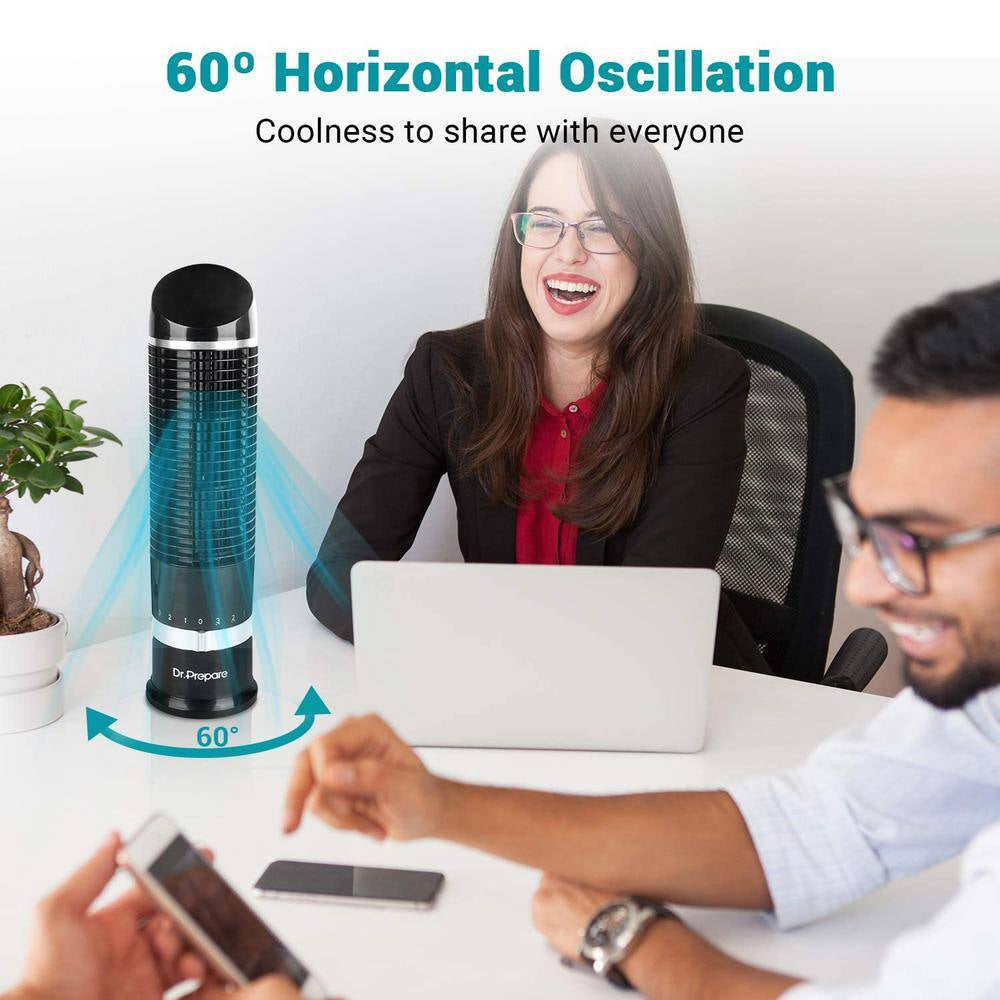 4.3 In. Portable Tower Fan Desk Table Fan with 3 Speeds Wind Modes and 60° Oscillation 16 In. Tall for Bedroom in Black