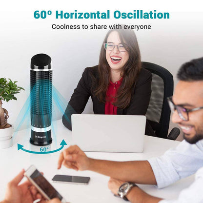 4.3 In. Portable Tower Fan Desk Table Fan with 3 Speeds Wind Modes and 60° Oscillation 16 In. Tall for Bedroom in Black