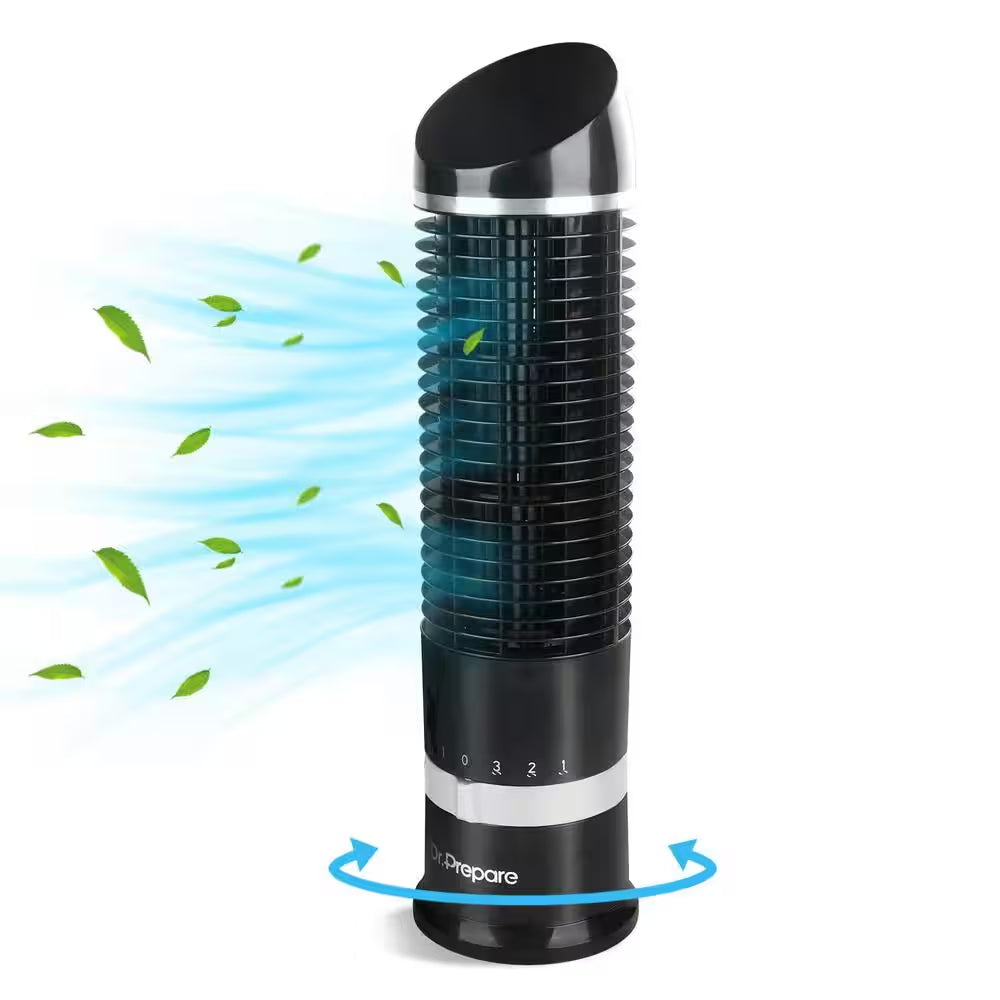 4.3 In. Portable Tower Fan Desk Table Fan with 3 Speeds Wind Modes and 60° Oscillation 16 In. Tall for Bedroom in Black