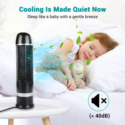 4.3 In. Portable Tower Fan Desk Table Fan with 3 Speeds Wind Modes and 60° Oscillation 16 In. Tall for Bedroom in Black