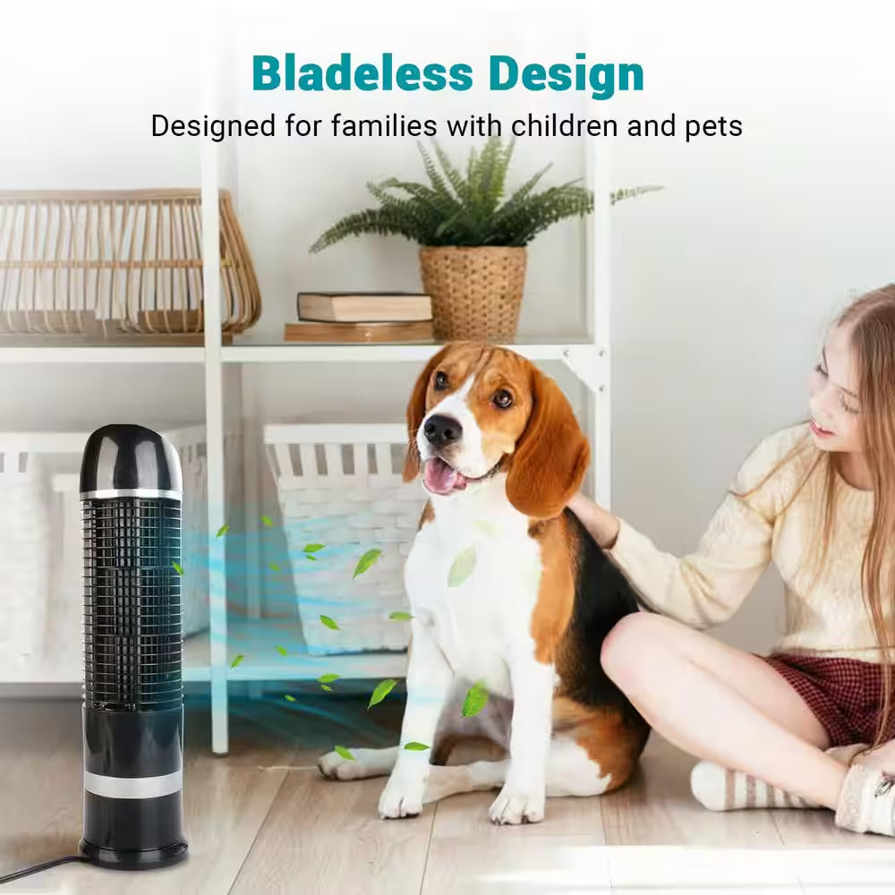 4.3 In. Portable Tower Fan Desk Table Fan with 3 Speeds Wind Modes and 60° Oscillation 16 In. Tall for Bedroom in Black